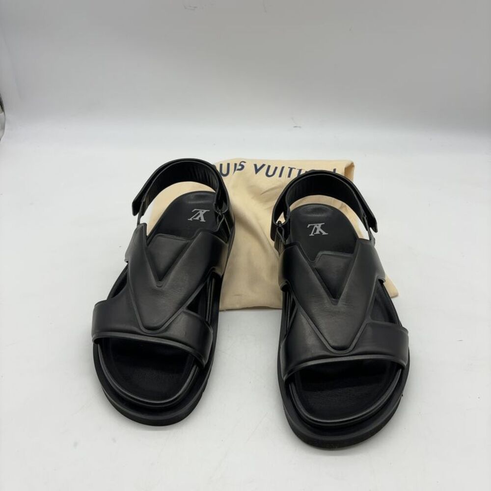 Louis Vuitton Black Leather Backstrap Sandals